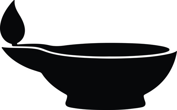 Silhouette vector of a traditional Indian oil lamp diya design