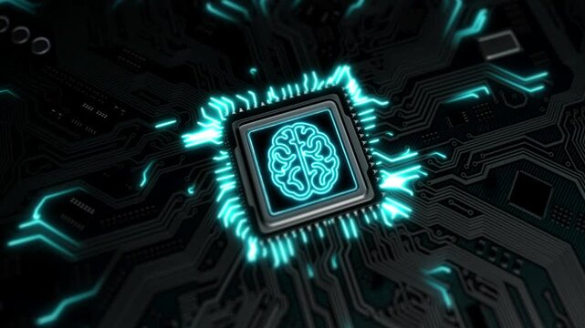 AI Microprocessor Brain Technology Animation