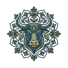 Fototapeta premium Stylized Bull Head Mandala Art.