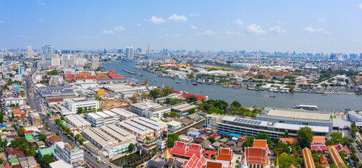 Obraz premium Panorama view of Bangkok capital of Thailand. 