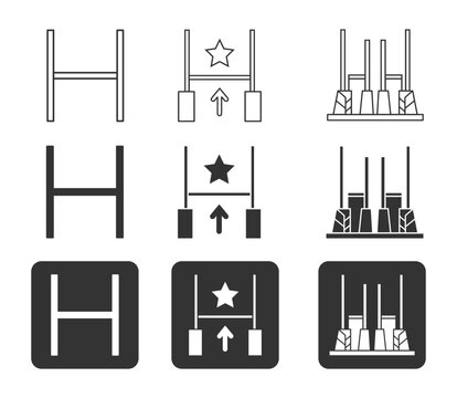 Horse Riding Jump Barrier Symbols Outline and Solid Icons
