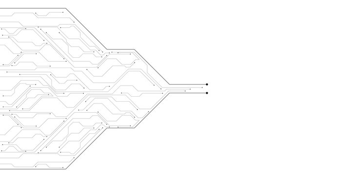 Abstract Circuit Board Pattern, Digital Network Flow, Technology Data Pathways, Futuristic Electronic Connections, Clean White Background Vector Art