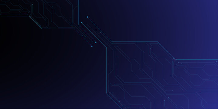 Abstract Digital Circuitry Background, Blue Gradient Technology Pattern, Futuristic Data Flow Vector Art