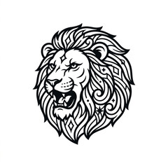 Obraz premium Majestic Lion Head with Ornate Mane Illustration.