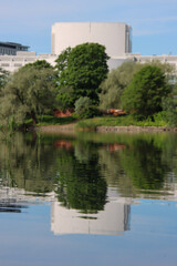 Fototapeta premium reflection of white building in helsinki