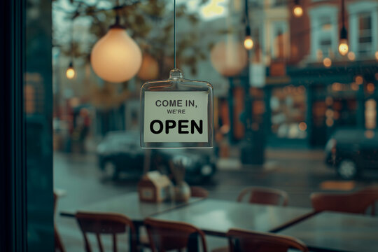 open sign hanging outside a restaurant, store, office or other