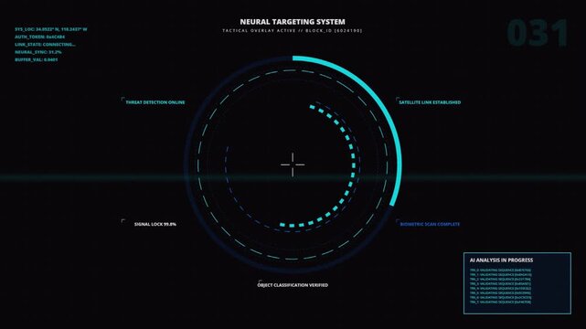 Neural Targeting System HUD Interface with Tactical Scanning and Target Acquisition 4k video