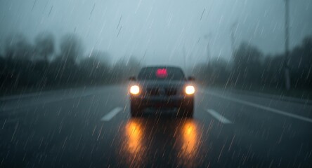 Fototapeta premium A blurred image of a car through rain, emphasizing mood and emotion � Digital Marketing and Brand Strategy Concept for Social Media