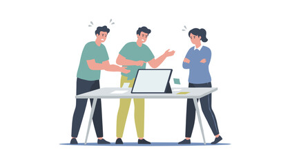 Fototapeta premium Business team brainstorming strategy and collaborating on project at office desk with office workers