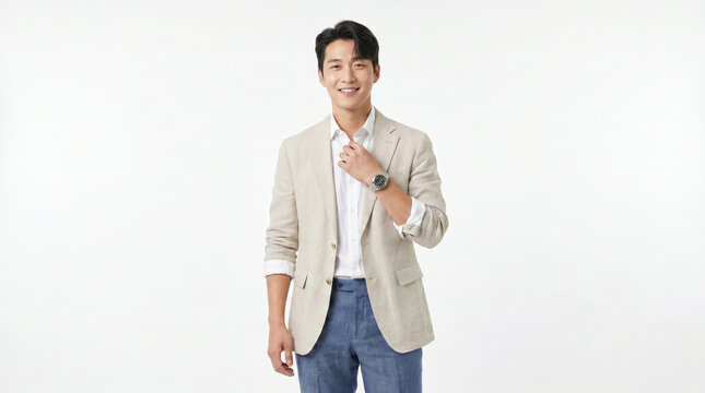 Confident Asian Male Entrepreneur in Smart Casual Attire