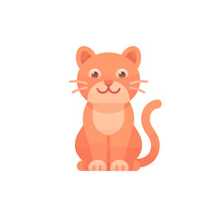 Fototapeta premium Cute Orange Cartoon Kitty Cat Sitting.