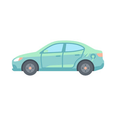 Fototapeta premium Teal sedan car side view.