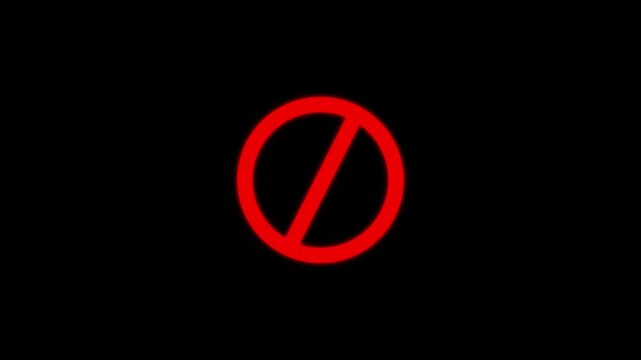 Red sign stop, cross, x, ban, cancel, prohibited icon animation on white background. 4k ob green screen