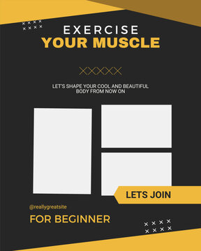 Fitness poster template, exercise flyer design, workout invitation, gym promotion vector