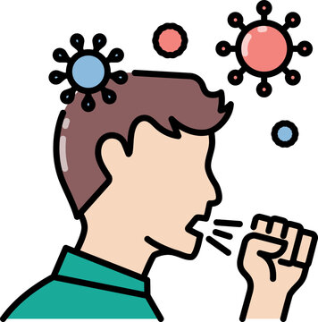 Man cough outline icon