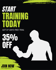 Naklejka premium Fitness motivation poster, gym promotion template, workout vector, exercise discount offer