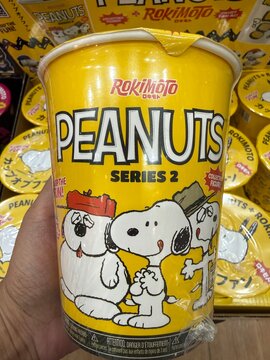 June 2026, SM Fairview, Philippines: Rokimoto Peanuts Series 2 ramen blind cup, vinyl figure Snoopy