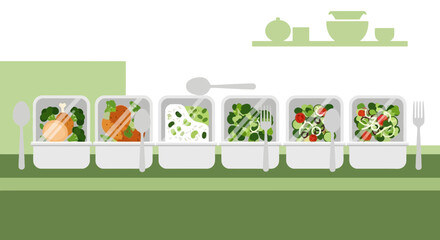 Fototapeta premium Healthy Meal Prep Containers with Assorted Dishes, Ready to Eat, Balanced Diet
