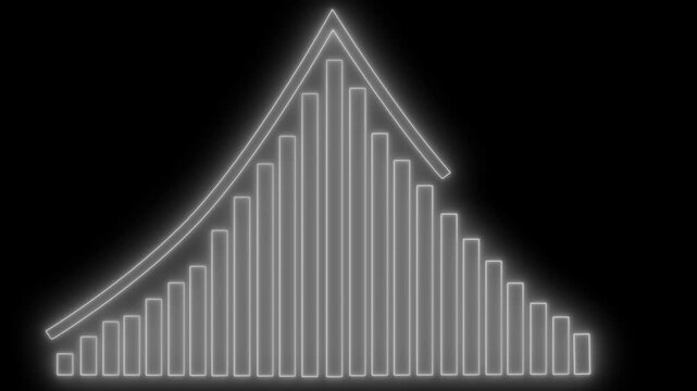 Neon-style glowing age distribution chart vertical bars forming animation