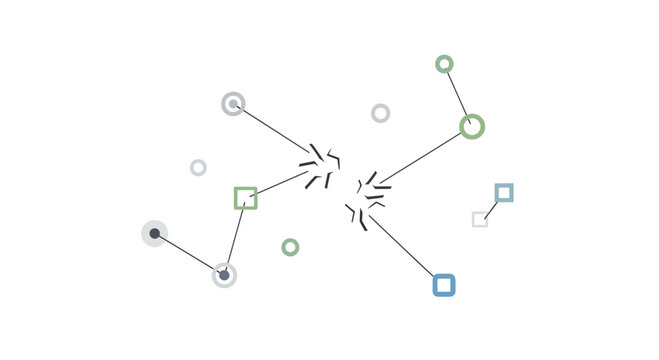 Network connections, flowchart symbols, vector diagram elements, infographic icons