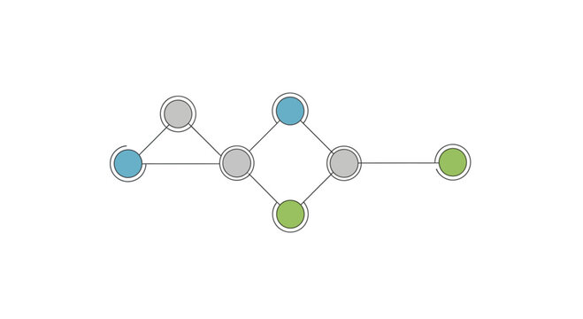 Network connections, molecule structure, chemical bonds, diagram icons, vector graphics