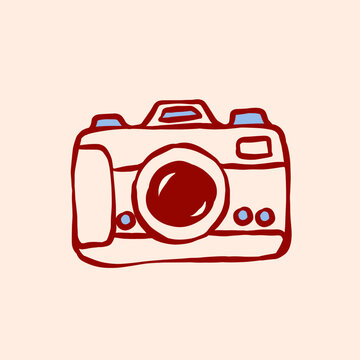 Hand Drawn Photo Camera Photography Line Art