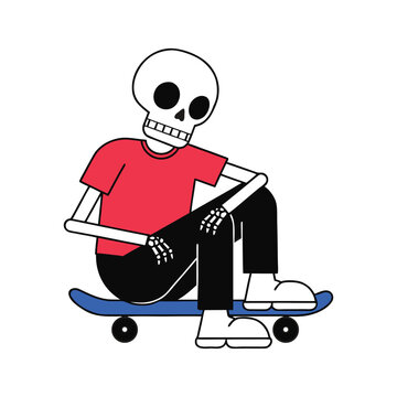 Cool skeleton skater t shirt design graphic