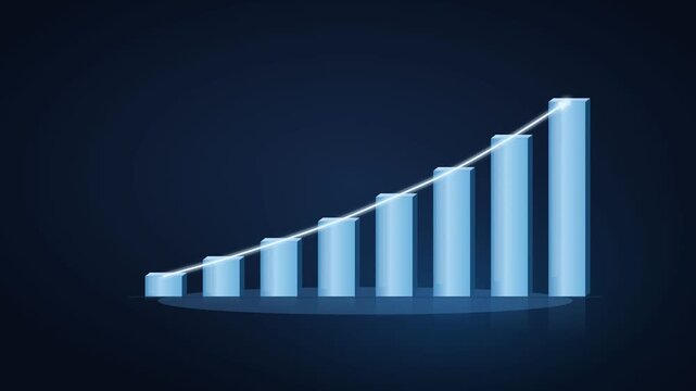 Blue Bar Chart Growth Animated Business Data Visualization Motion Graphic Template for Presentation and Video
