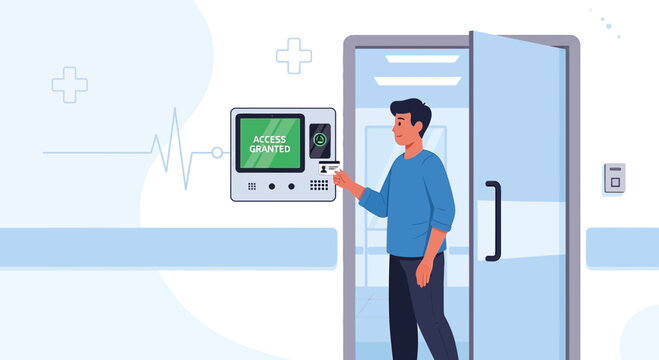 Hospital Access Granted Card Swipe for Patient Entry and Security