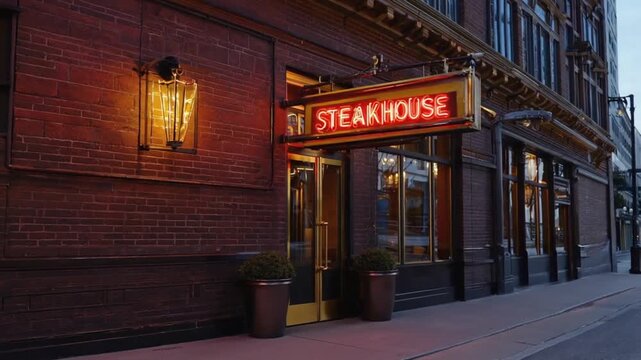 Entrance to a steak house.