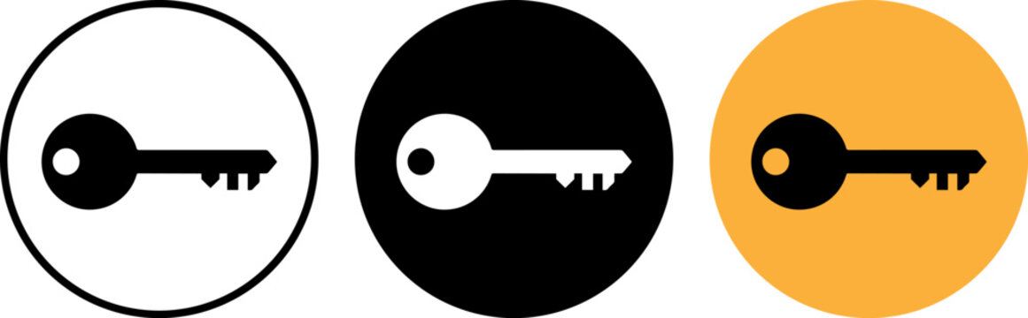 Set of three key icons in different styles