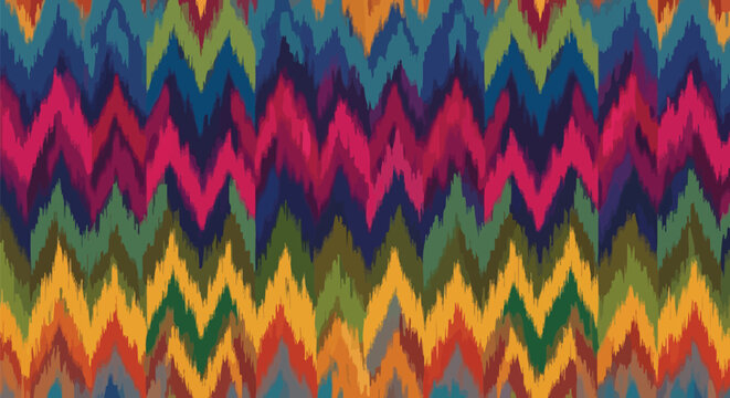 Vibrant colorful zigzag pattern textile design