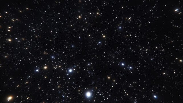 A vast field of glowing stars shown in a cosmic style on a dark space background, illustrating the concept of infinite universe and exploration