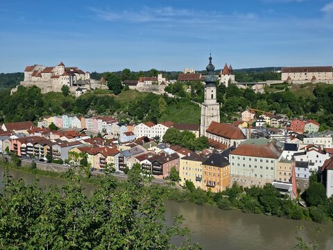 Burghausen Panorama Burg und Altstadt, Bayern, Deutschland
