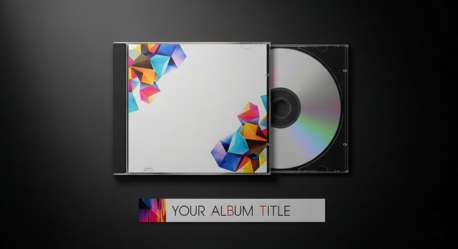 Modern Compact Disc Album Cover Mockup Displayed on Dark Background