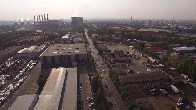 Drone flying back over Dzerzhinsky factories