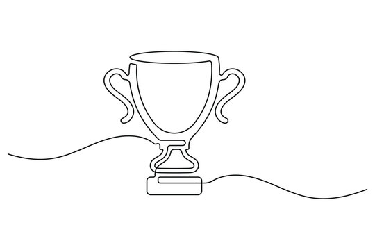 Football trophy continuous line drawing with wavy baseline minimalist vector illustration