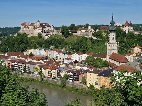 Burghausen Panorama Burg und Altstadt, Bayern, Deutschland
