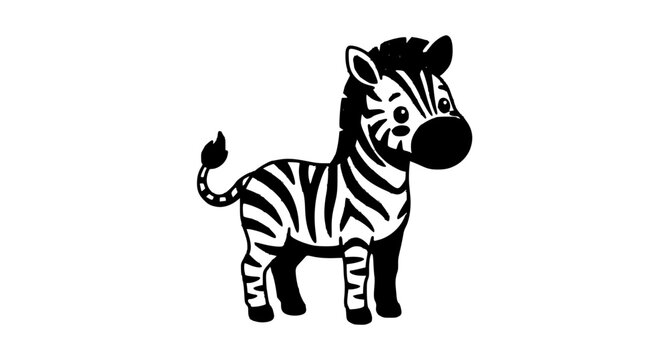 Cute Cartoon Zebra Character Vector Illustration Isolated on White Background