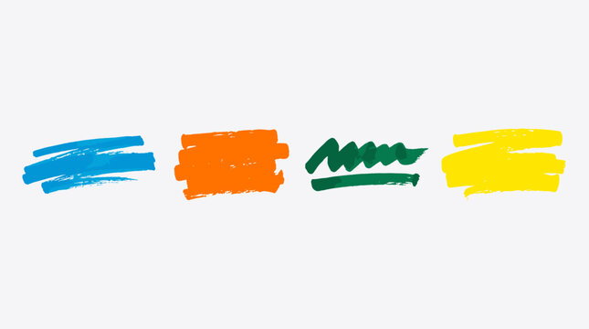 vector set of four hand-drawn underline and highlight elements with sketch style design