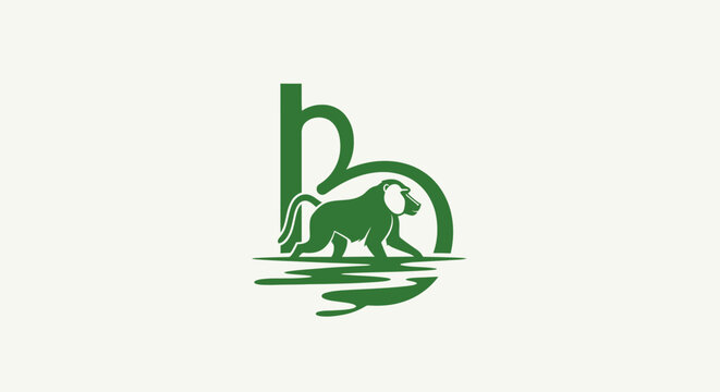 Green Monkey Logo Design with Letter B Integration.