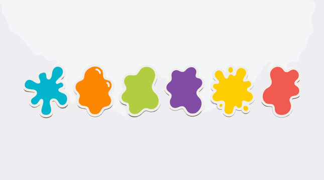 vector set of six playful blob and splodge shapes with organic colorful graphic design