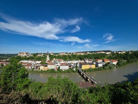 Burghausen Panorama Burg und Altstadt, Bayern, Deutschland