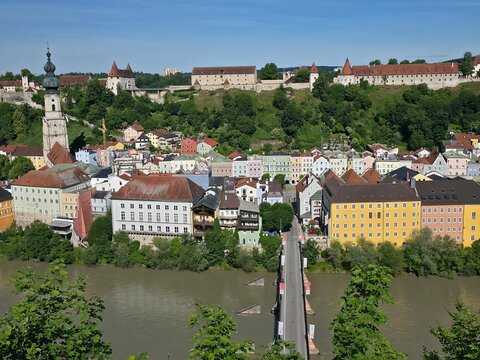 Burghausen Panorama Burg und Altstadt, Bayern, Deutschland