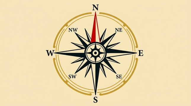 Vintage Compass Rose Nautical Navigation Tool.