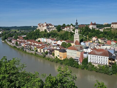 Burghausen Panorama Burg und Altstadt, Bayern, Deutschland