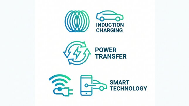 Electric vehicle charging technology icons.