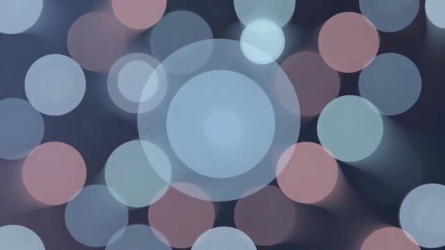 Soft bokeh circles in gentle pastel tones on a dark backdrop, depicting an abstract concept of calm luminosity