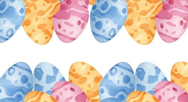 Pastel Watercolor Easter Eggs: Spring Border Design