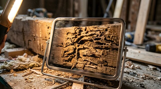 Termite damage in wood